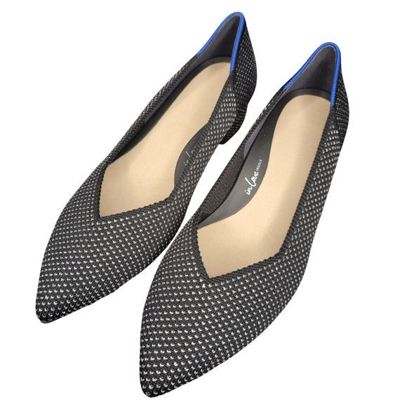 Rothys The High Point Heel Star StuddedIn Love Insole Black Silver W9